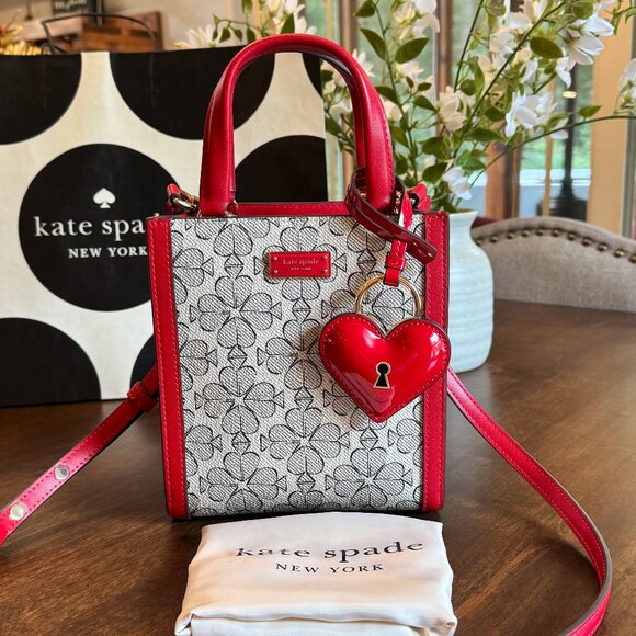 KATE SPADE KEY TO MY HEART SPADE FLOWER MANHATTAN MINI TOTE W/DUSTBAG NWT $248 - Picture 1 of 6